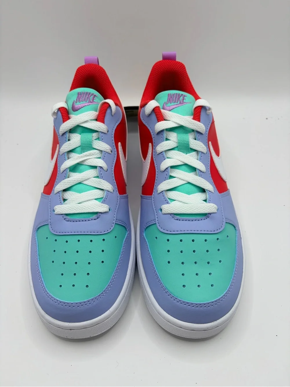 Nike Court Borough Low Recraft GS Top Sneakers in Red, Mint, Lavender & White 7Y